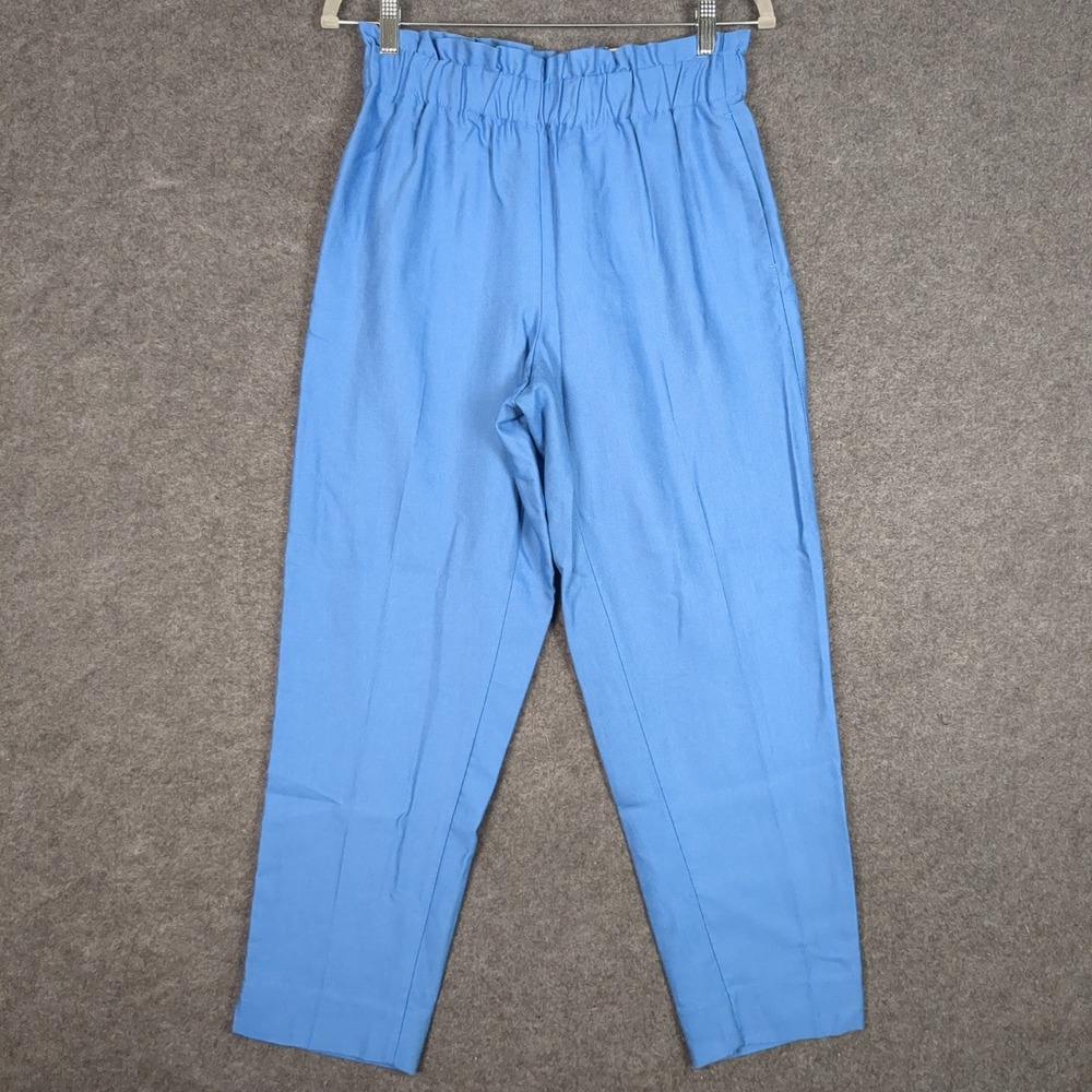 Ann Taylor Blue High Rise Tapered Ankle Pants Elastic Paperbag Waist Small NEW - Picture 2 of 16